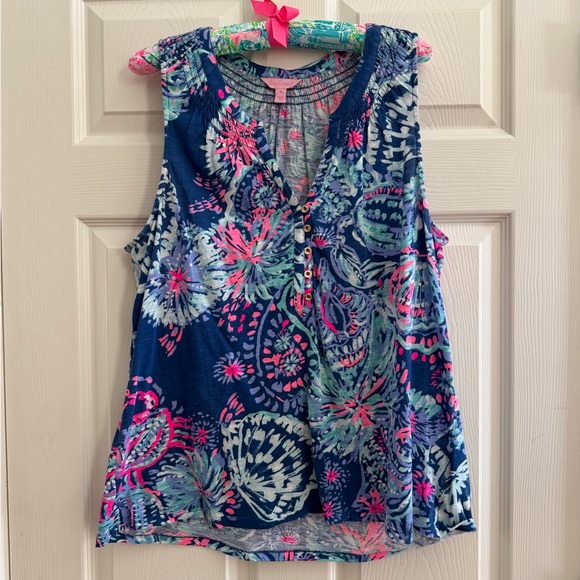 Lilly Pulitzer Tops - Lilly Pulitzer Blue and Pink Tank Top